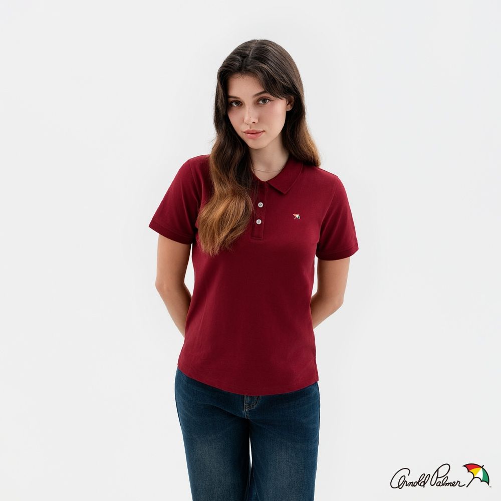 Arnold Palmer 女裝-小傘刺繡短袖POLO衫-紅色