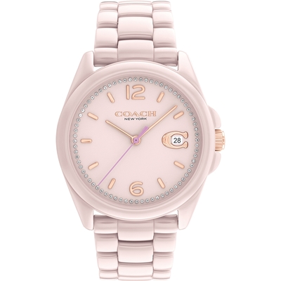 COACH Greyson C字陶瓷女錶 夏日煥新提案 送禮推薦-粉色/36mm CO14503926