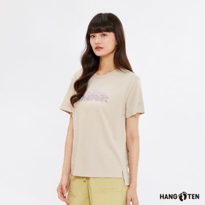Hang Ten-女裝-純棉FollowTheFeet刺繡短袖T恤-小麥棕
