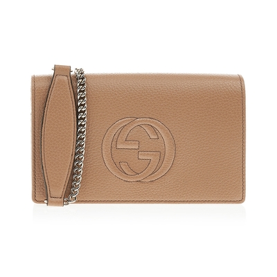 【GUCCI 古馳】598211 經典SOHO系列鍊帶WOC手拿/斜背包(膚色)