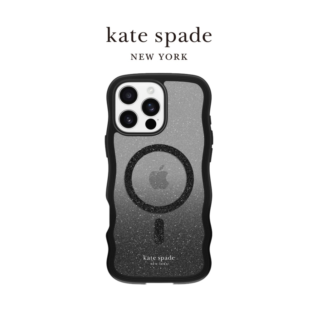 【kate spade】iPhone 16系列 MagSafe 精品磁吸防摔波浪殼 幻影黑