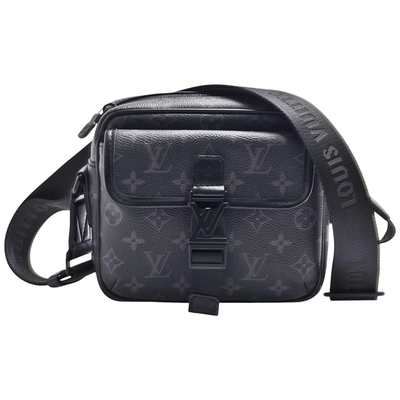 LOUIS VUITTON路易威登 LV M12518 Getaway系列經典Eclipse帆布印花拉鍊斜背郵差包(黑色)