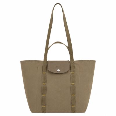 LONGCHAMP LE PLIAGE COLLECTION系列棉質手提/肩揹兩用包(中/地衣綠)