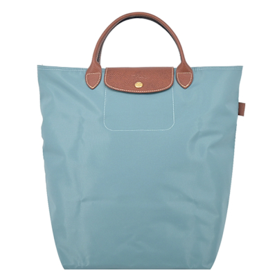 LONGCHAMP LE PLIAGE系列短把再生尼龍手提包(中/尤加利綠)