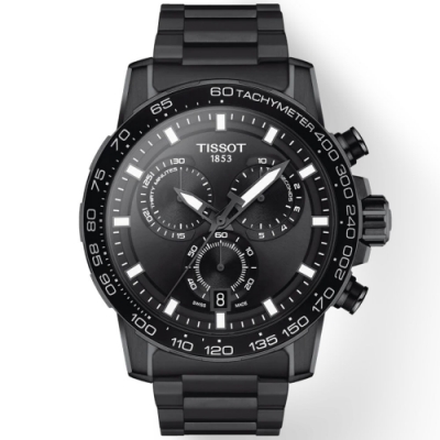 TISSOT 天梭 Supersport 三眼全黑計時腕錶-45.5mm