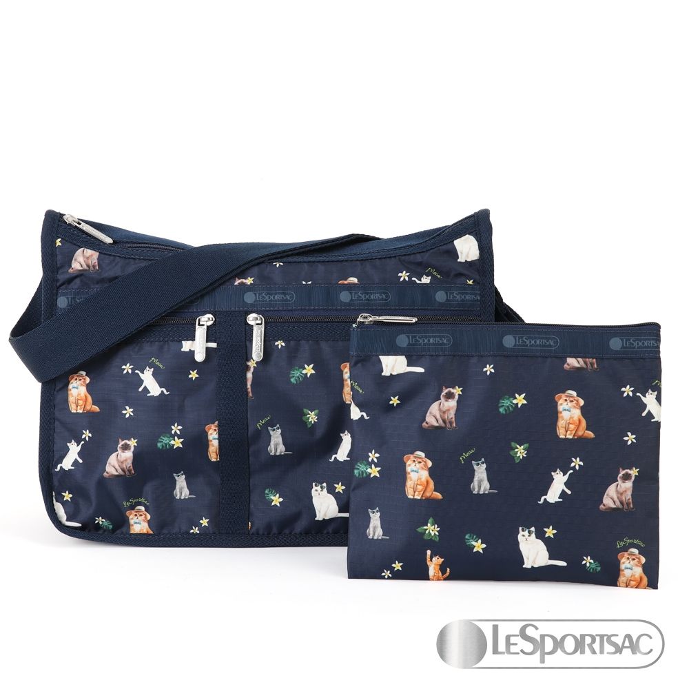 LeSportsac - Standard 雙口袋A4大書包-附化妝包 (海島貓咪)