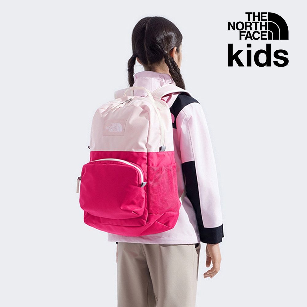 【The North Face 官方旗艦】 北面兒童粉色舒適背負大容量休閒後背包｜8EEWDHU 書包
