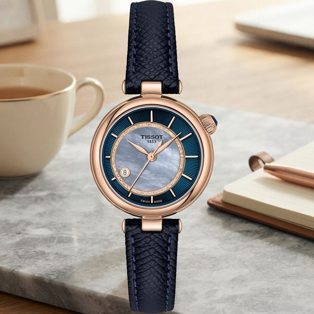 TISSOT 天梭 官方授權 T152.207.36.131.00 Desir系列 珍珠貝機械女錶 周年慶好禮 送禮首選-28mm T1522073613100
