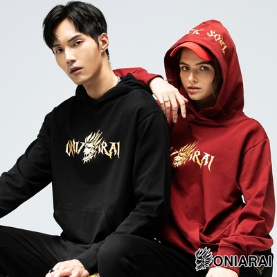 鬼洗 BLUE WAY –男女款 潮流側鬼LOGO連帽長TEE(黑)