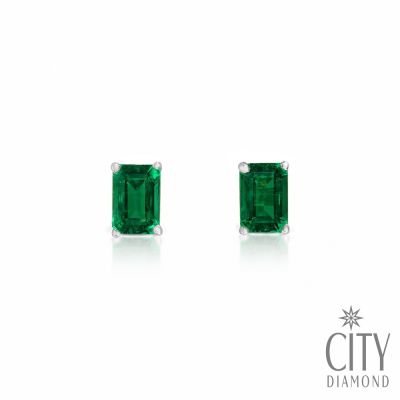 【City Diamond 引雅】『初旭』18K日本祖母綠黃K金四爪一克拉耳環(東京Yuki系列)