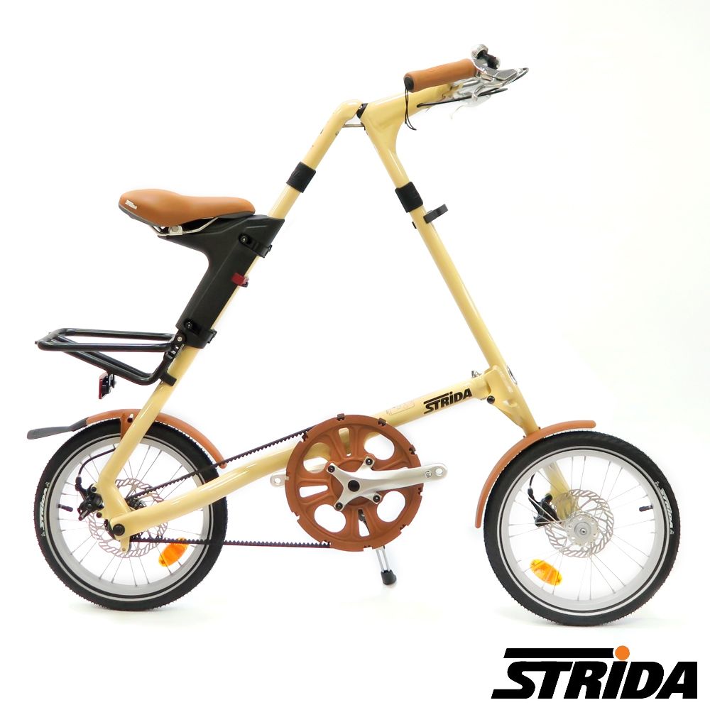 STRiDA速立達 5.0版16吋M把 鋁合金折疊單速單車(碟剎)-奶油