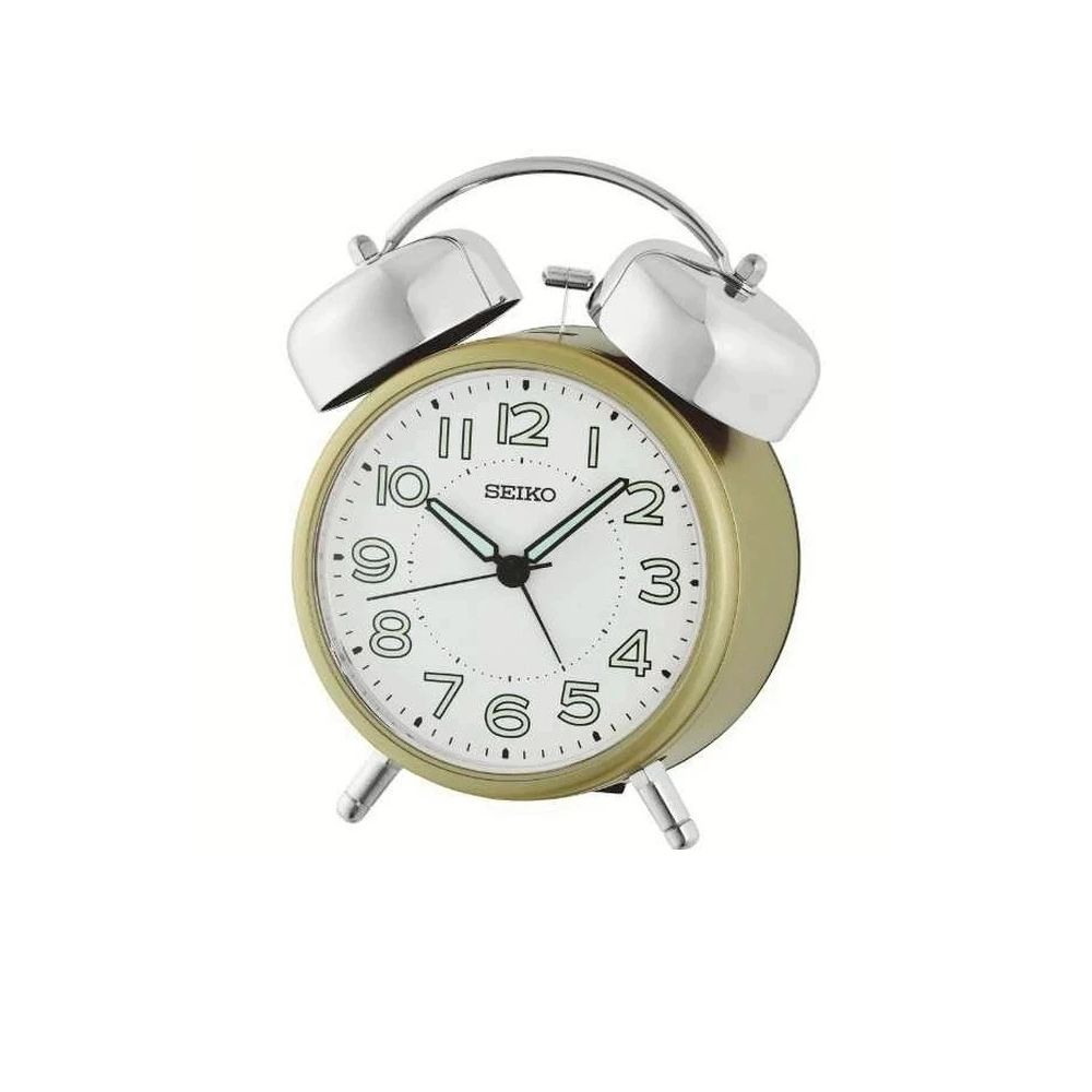 SEIKO 日本精工 響鈴 大聲公 滑動式秒針 貪睡 鬧鐘(QHK063G)15.2X12.2cm