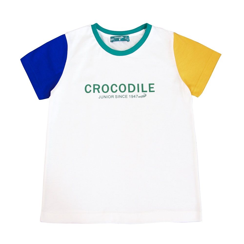 Crocodile Junior 小鱷魚童裝-鱷魚拼色單T-黃色 ( 701435-03 小童款)