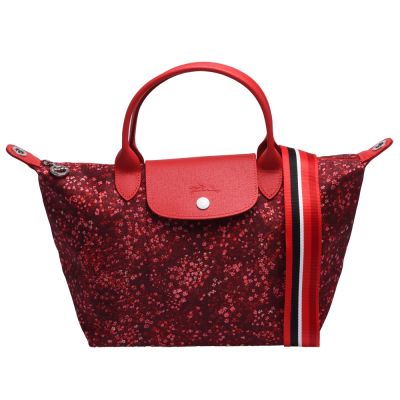 LONGCHAMP 經典Le Pliage Collection系列小碎花圖案手提/斜背包(小-紅色)