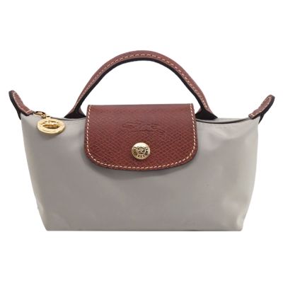LONGCHAMP LE PLIAGE系列再生尼龍手提化妝包(小石子灰)