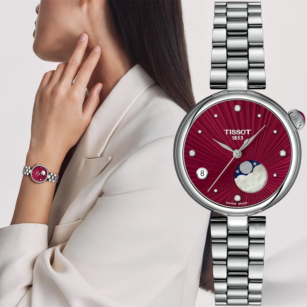 TISSOT 天梭錶 官方授權 Desir系列 月相顯示 時尚腕錶 女錶 禮物-T1522231142600/29.6mm