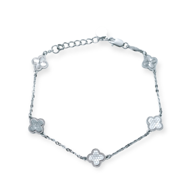 【世紀白金】Pt950鉑金手鍊 白金四葉草雙面雷刻滾珠時尚手鍊 搭配扁鍊可調整長度