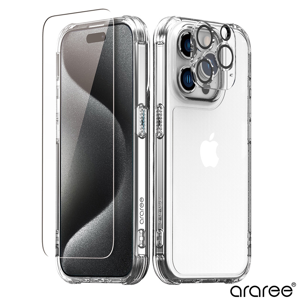 Araree Apple iPhone 15 Pro 保護殼+保護貼(3合1超值組)