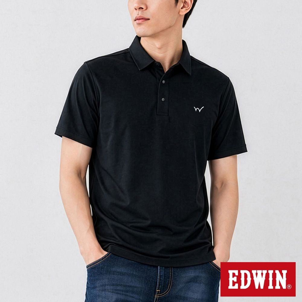 EDWIN 男裝 PK涼感短袖POLO衫-黑色