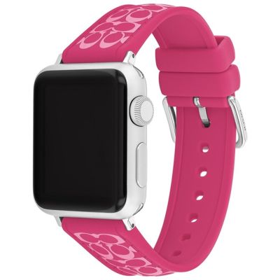 COACH Apple Watch 錶帶 38/40/41mm適用 矽膠錶帶 寵愛媽媽 送禮推薦 桃紅色 (不含手錶)