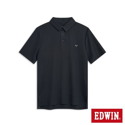 EDWIN 男裝 華夫格短袖POLO衫-黑色