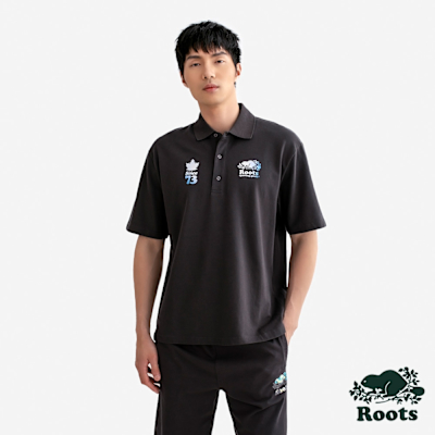 Roots 男裝-NATURE IS MAGIC COOPER 73 短袖POLO衫-碳黑色