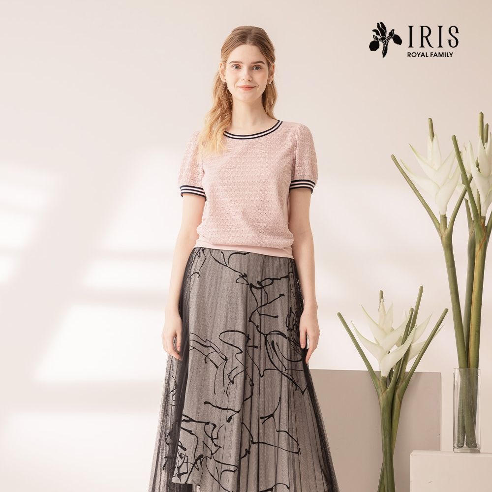 IRIS 艾莉詩-水墨藝術網紗透視壓褶裙-42203 (白色)