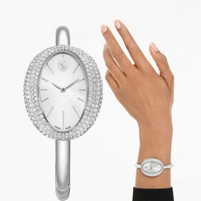 SWAROVSKI 施華洛世奇 Imber 璀璨水晶橢圓形手環式手錶 女錶 寵愛媽媽 送禮推薦-35x28mm 5705419