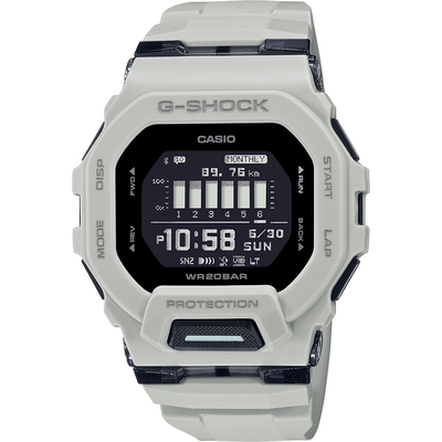 CASIO 卡西歐 G-SHOCK 經典方型 藍芽運動手錶(灰 GBD-200UU-9)