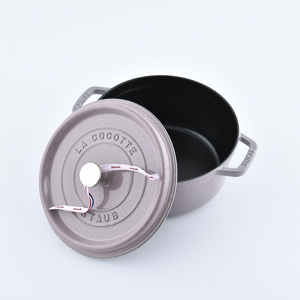 Staub 圓形鑄鐵鍋24cm 3.8L 櫻花粉法國製湯鍋燉鍋(電磁爐IH爐