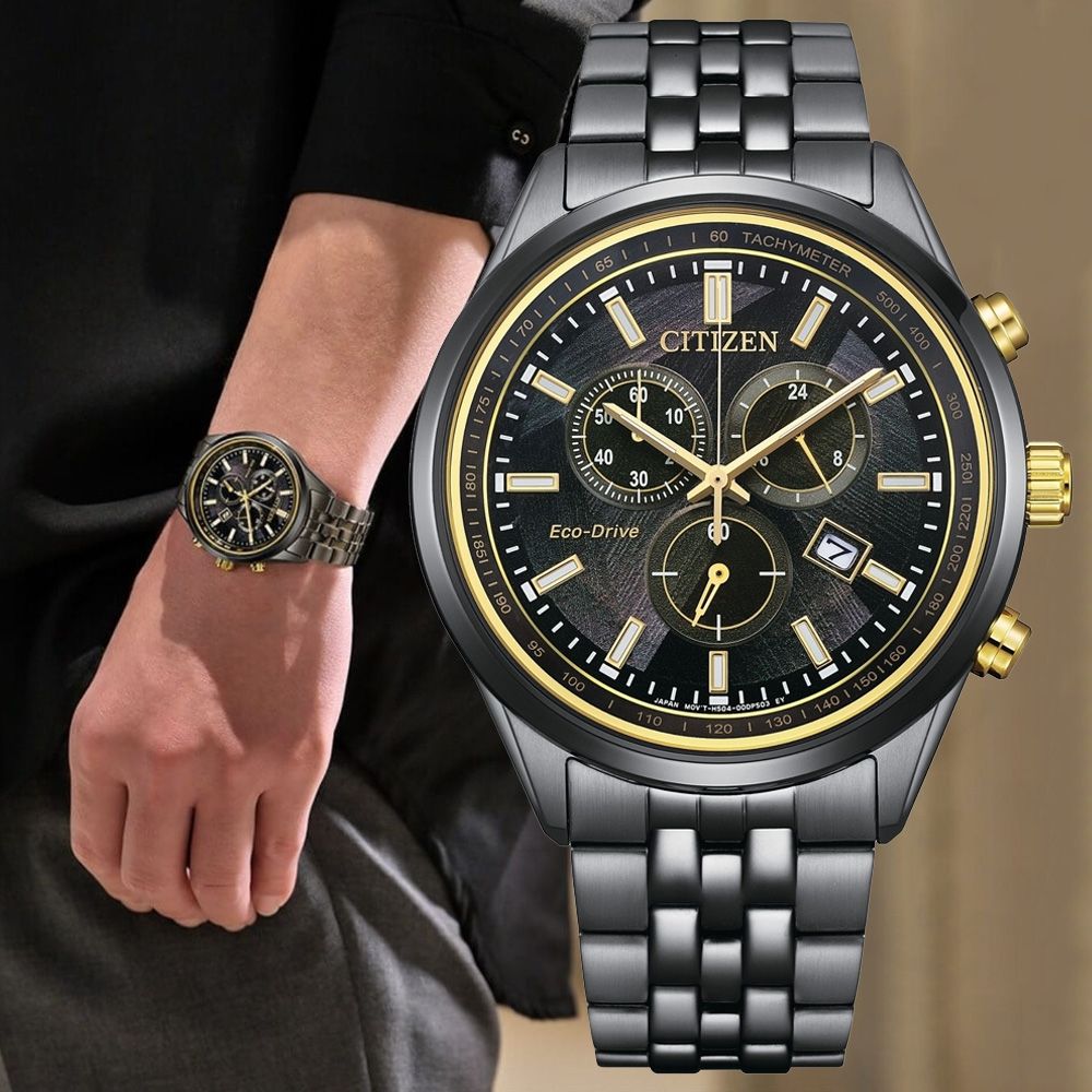 CITIZEN星辰 GENT'S系列 闇影之光 光動能50週年 計時腕錶 錶 手錶 送禮 42mm/AT2576-68E