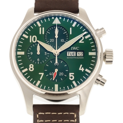IWC 萬國錶 飛行員計時綠麵皮帶表(IW378005)x43mm