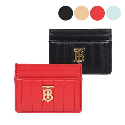 BURBERRY Lola TB LOGO格紋絎縫羔羊卡片夾(任選)