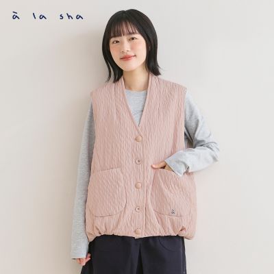 a la sha 紋理蓬蓬造型背心