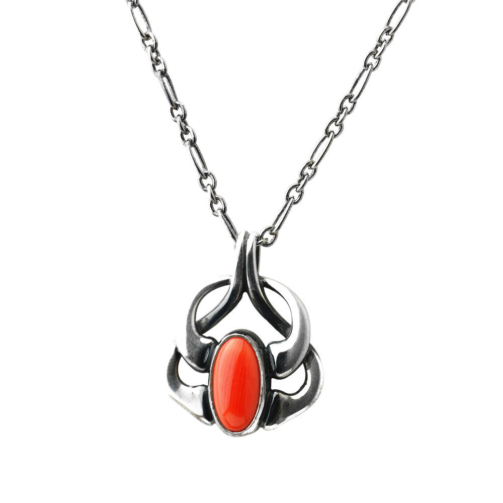 Georg Jensen 2006年度珊瑚石純銀項鍊