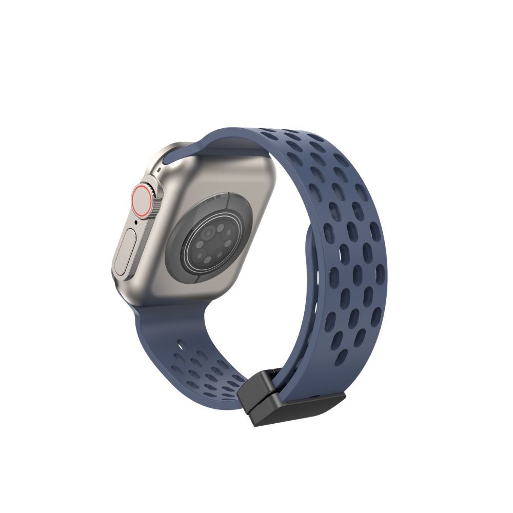 【Phonemo】Apple Watch 磁吸蜂巢錶帶 透氣親膚液態矽膠 潮流多色可選 38-49mm 通用 (午夜藍)