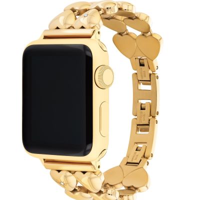 COACH Apple Watch 錶帶 38/40/41mm適用 愛心造型不鏽鋼錶帶 寵愛媽媽 送禮推薦-金 (不含手錶)