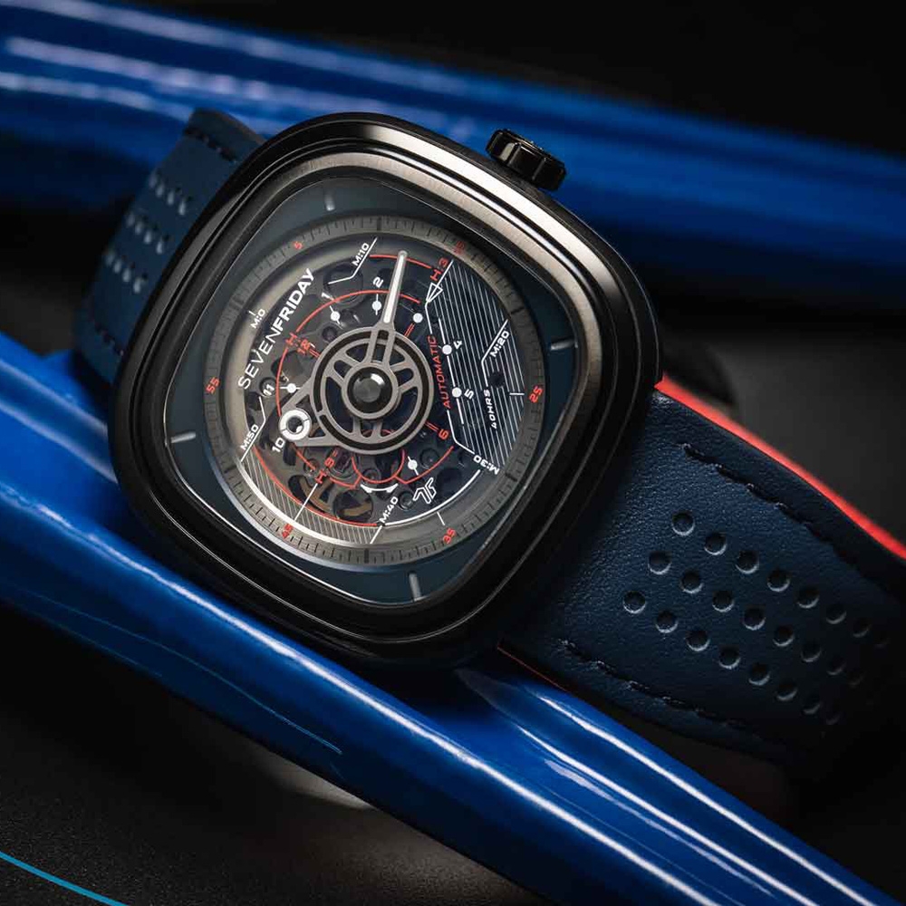 SEVENFRIDAY T3/03 特殊漸層自動上鍊機械錶 七夕寵愛季 送禮推薦-藍/45X45.6mm