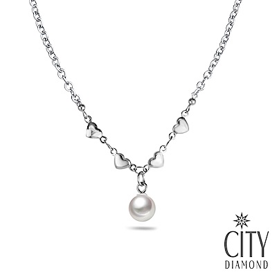 City Diamond 引雅 日本AKOYA珍珠7.5-8.5愛心項鍊(東京Yuki系列)