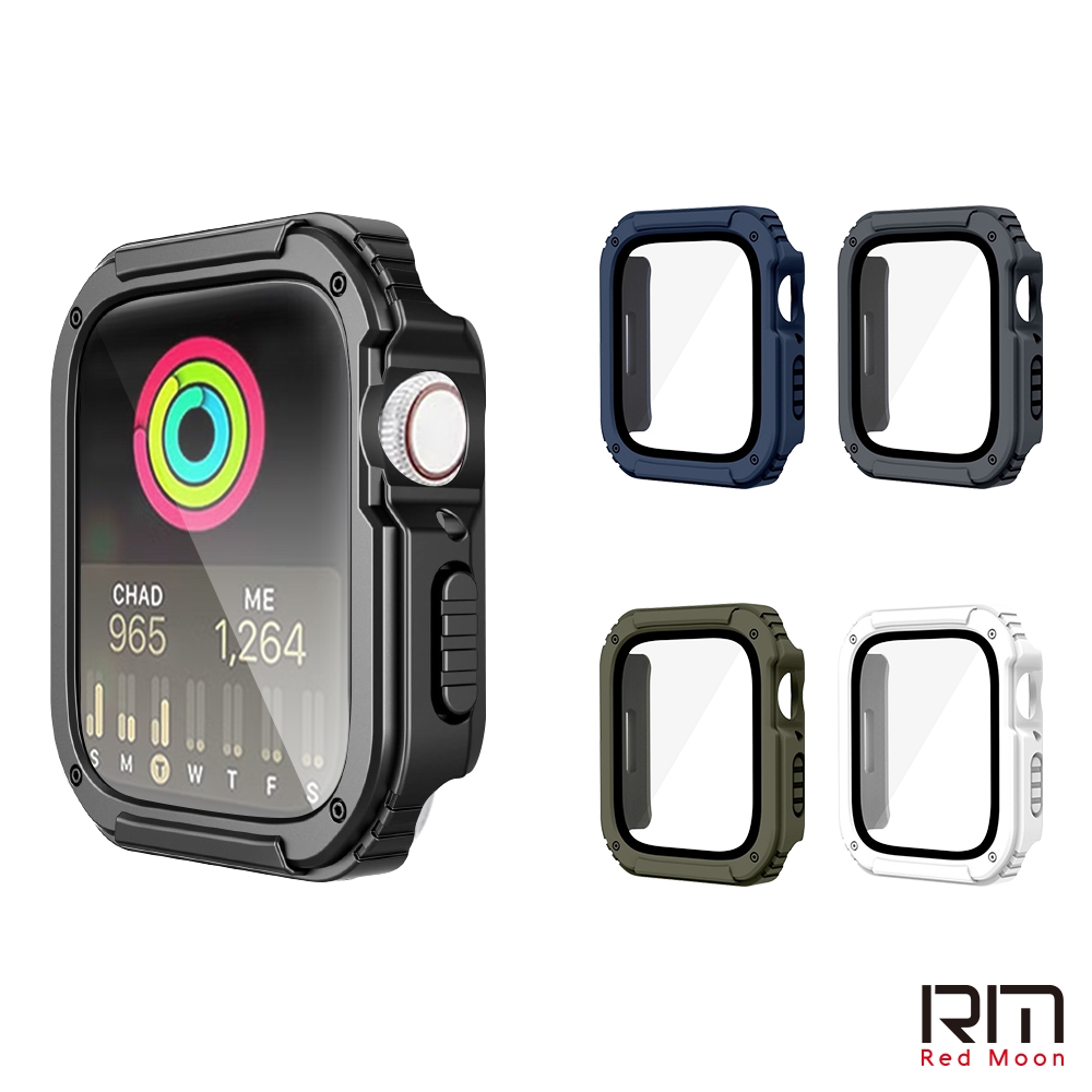 Redmoon APPLE Watch 9/8/7 衝鋒盔甲錶殼 9H鋼化玻璃+PC全包覆雙料防摔保護殼 41/45mm (41mm)