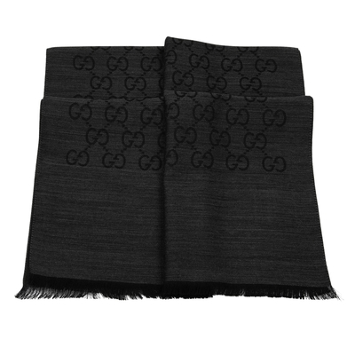 GUCCI LOGO 絲羊毛/羊毛流蘇圍巾(多款選)