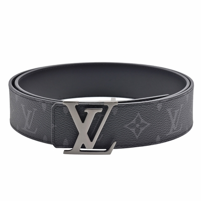 LV Louis Vuitton路易威登 M9043U Initiales 40經典花紋銀釦雙面腰帶/皮帶(石墨色)