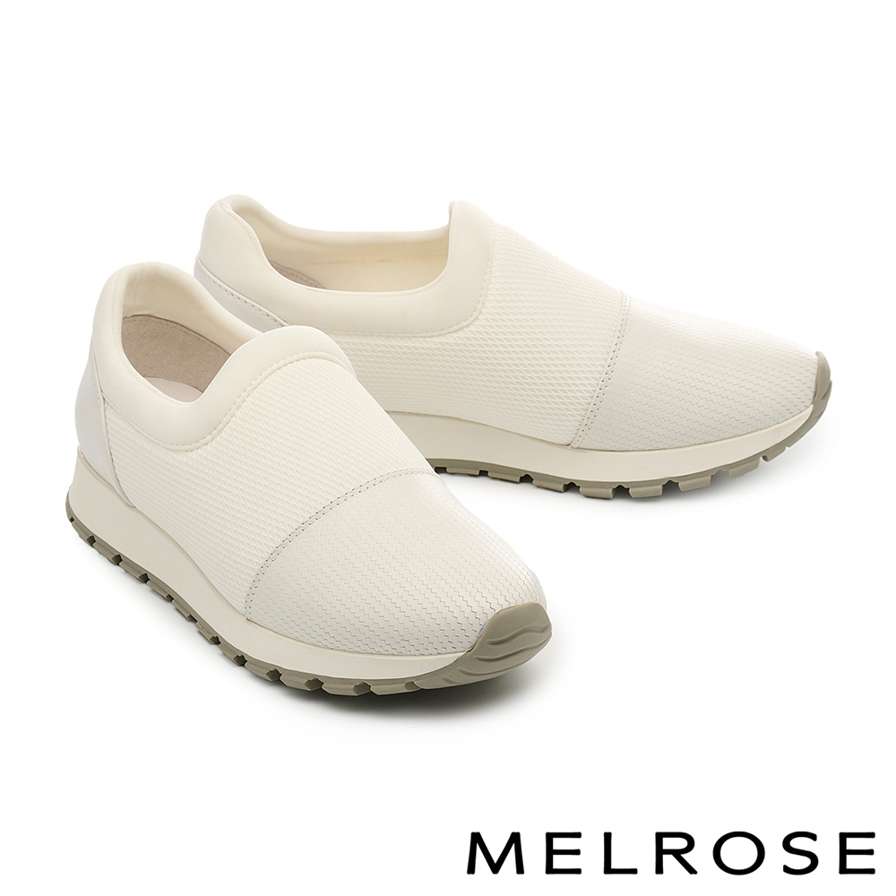 休閒鞋 MELROSE 美樂斯 日常百搭純色異材質厚底休閒鞋－白