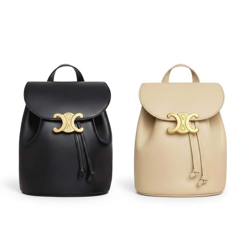 CELINE 賽琳 BONNIE 黃銅凱旋門鎖釦小牛皮後背包-2色可選