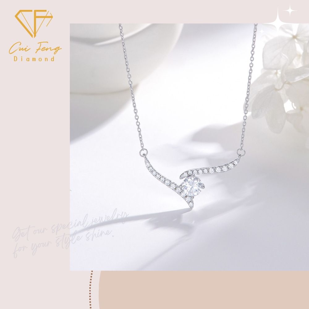 【CF鑽飾】項鍊 莫桑鑽《心動軌跡》鑽石項鍊 七夕情人節 生日送禮 飾品