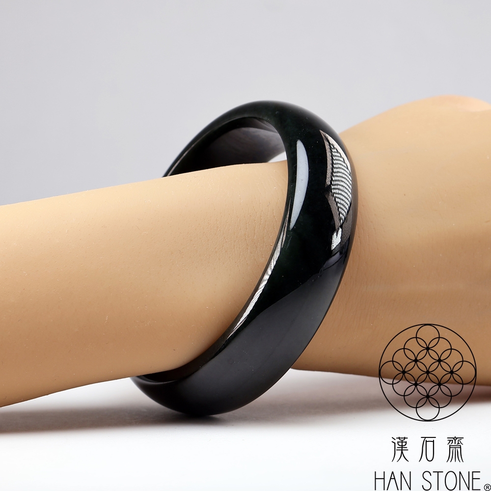 漢石齋】天然和田玉手鐲玉鐲黑青玉(手圍19.8/版寬18.7mm) | 漢石齋