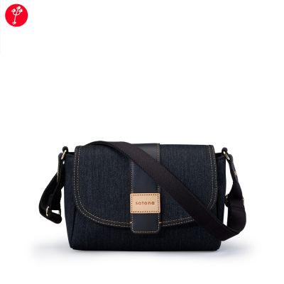 【satana】Denim 經典馬鞍包 小包 肩背 / 側背 輕量防潑水 A5適用 台灣製 SDNN0055 - 丹寧黑