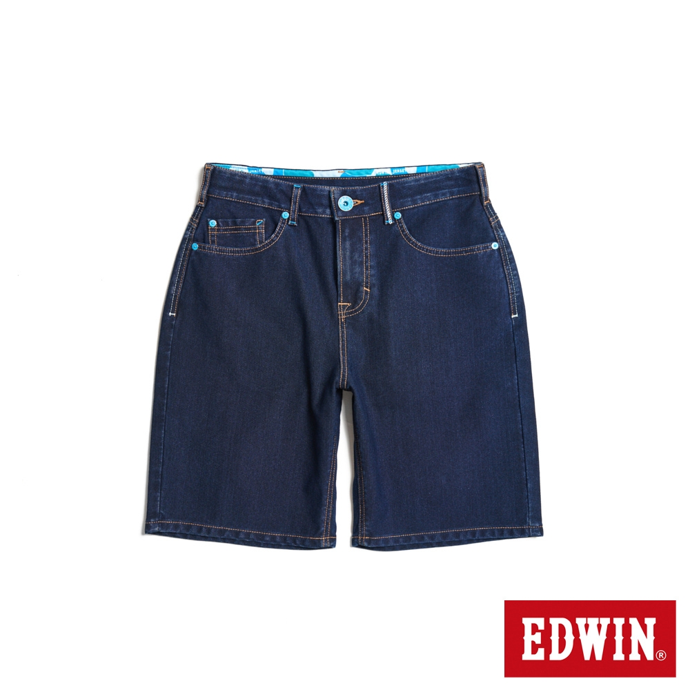 EDWIN 女裝 冰河玉系列 JERSEYS 迦績 及膝寬鬆-原藍色
