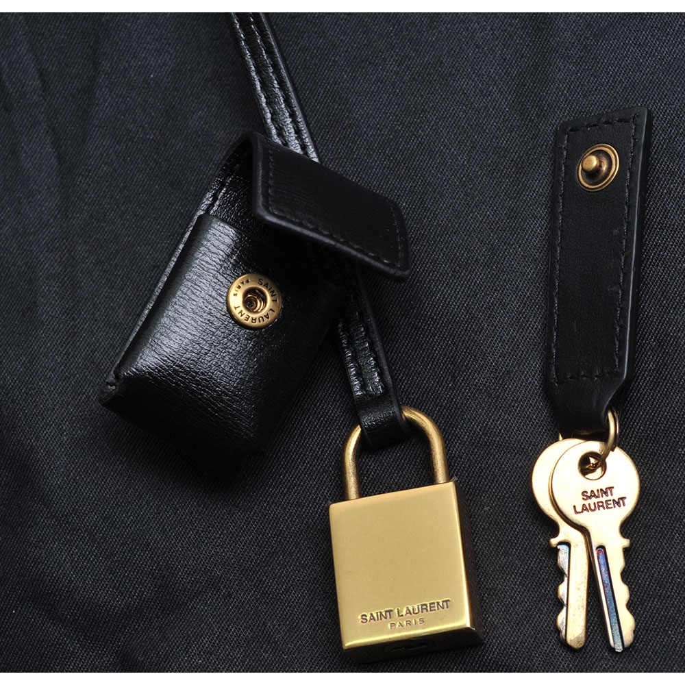 YSL Saint Laurent Sac De Jour 小牛皮手提斜背風琴包(黑色/398709