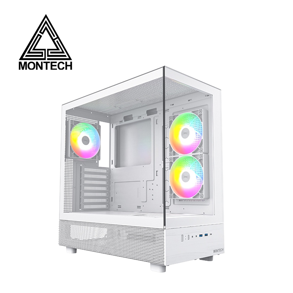 MONTECH 君主 XR 白 全景玻璃透側機殼 (ATX/Type-C/內建風扇側2後1/無A柱/顯卡420mm/塔散175mm)